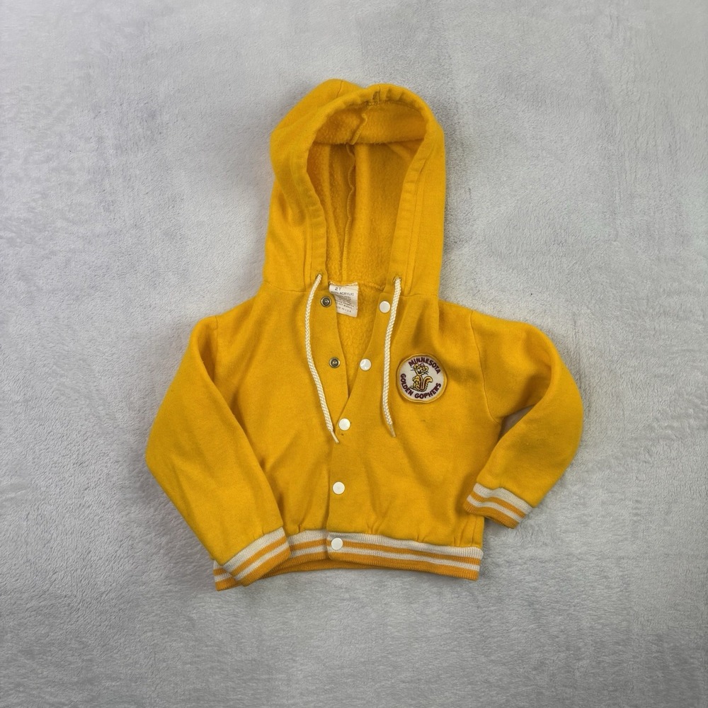 VTG 70s Minnesota Golden Gophers Yellow Long Sleeve Hoodie Toddlers 2T